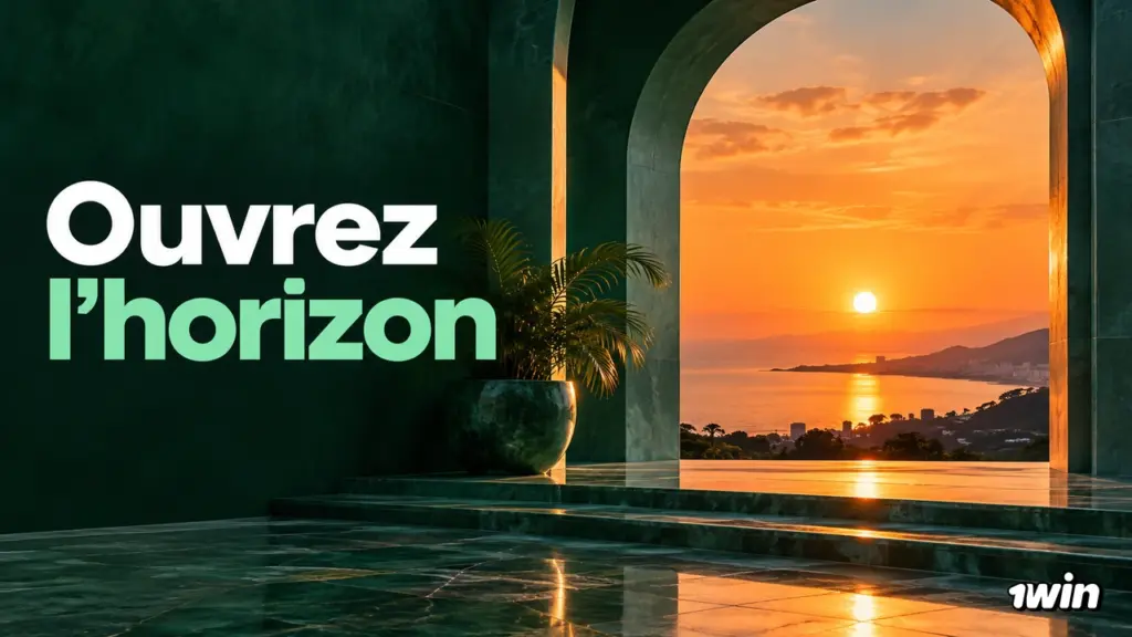 Arche verte ouverte sur un coucher de soleil au bord de l’eau
