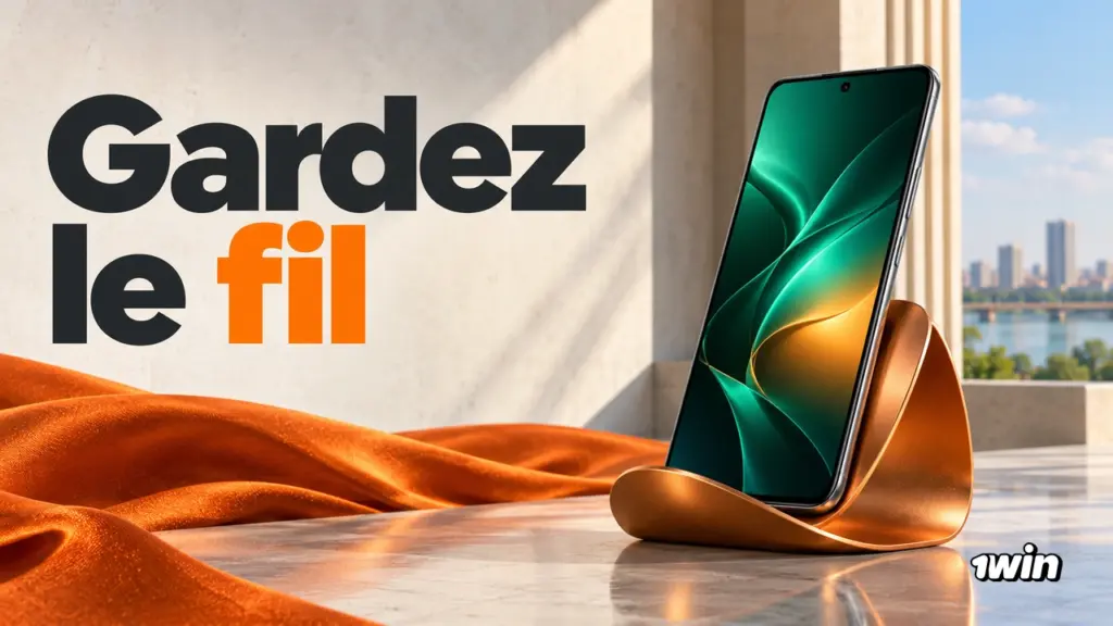 Téléphone affichant un fond abstrait vert et orange sur un support